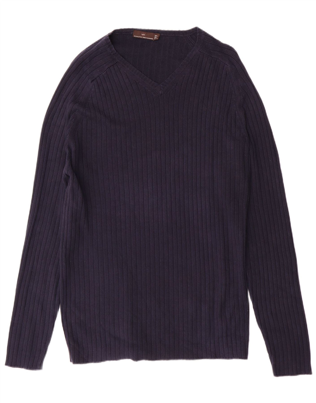 Suéter masculino Zara com decote em V grande algodão azul marinho