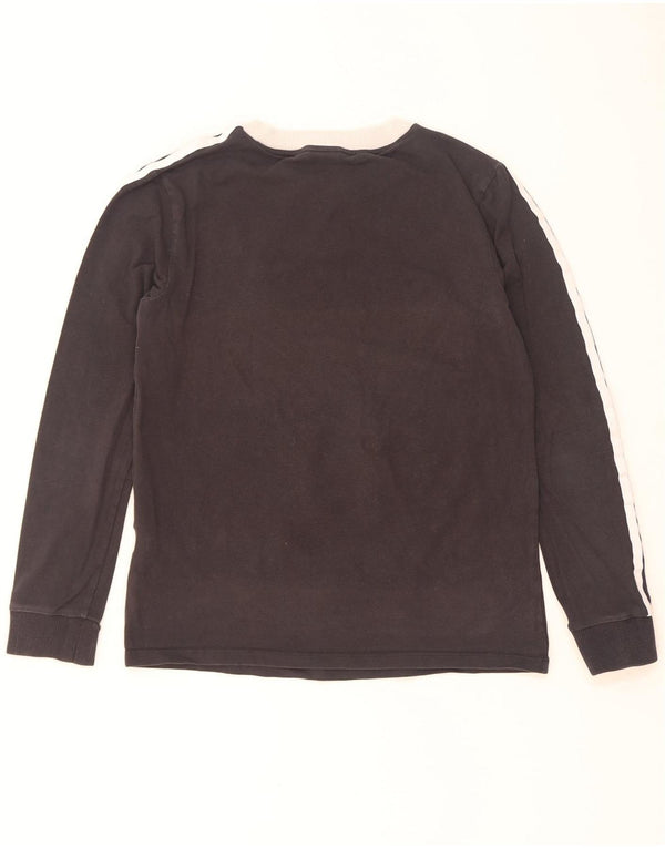 Adidas feminino top manga longa UK 10 pequeno preto colorblock algodão