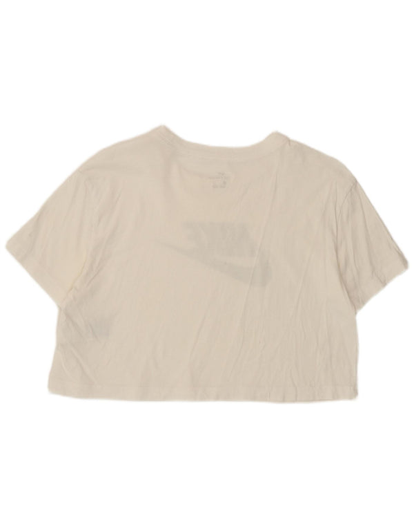Camiseta feminina Nike Crop Graphic Top UK 14 Médio Algodão Branco