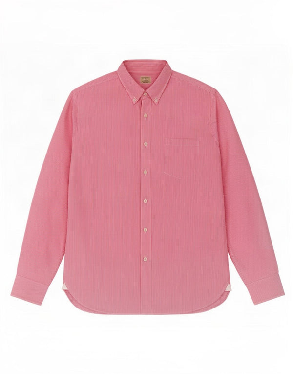 Camisa masculina J. Crew tamanho 15 1/2 algodão listrado rosa médio