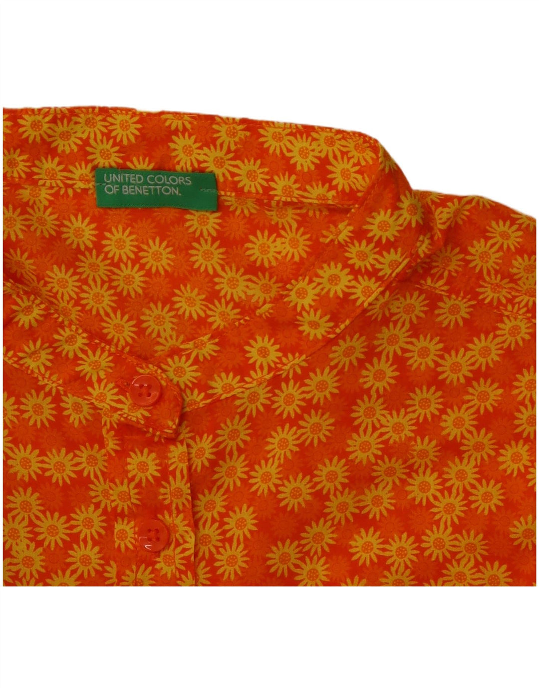 Blusa feminina BENETTON UK 12 médio laranja floral