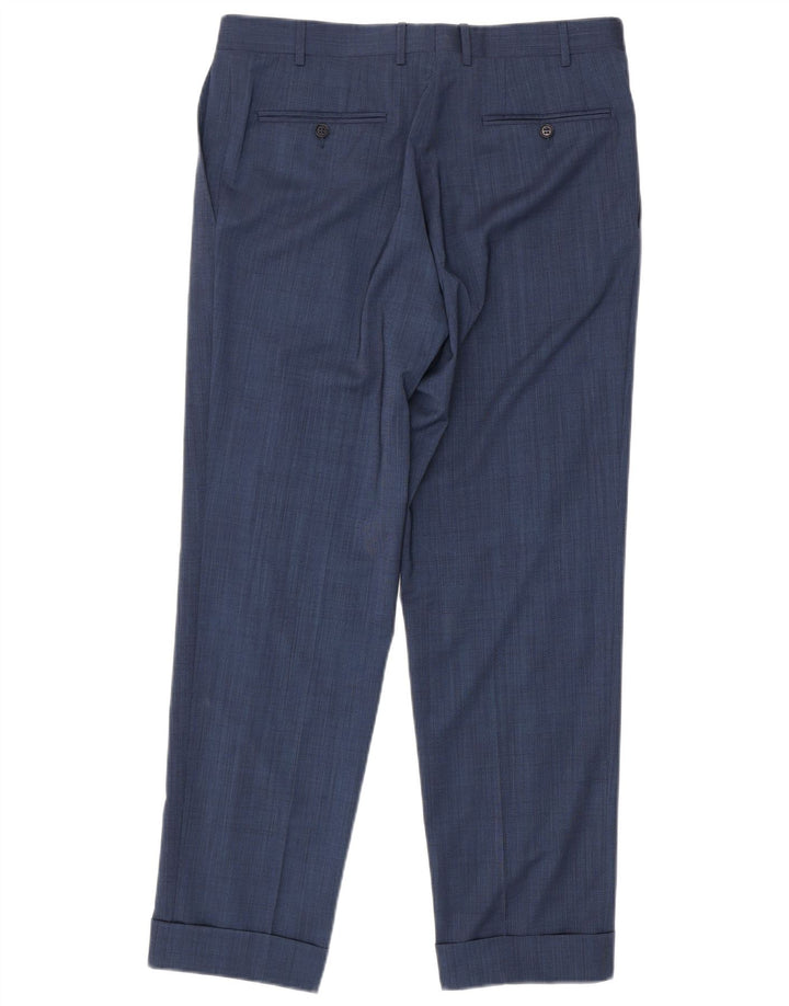 Canali Masculino 2 botões 2 peças terno IT 50 grande W34 L30 lã azul marinho