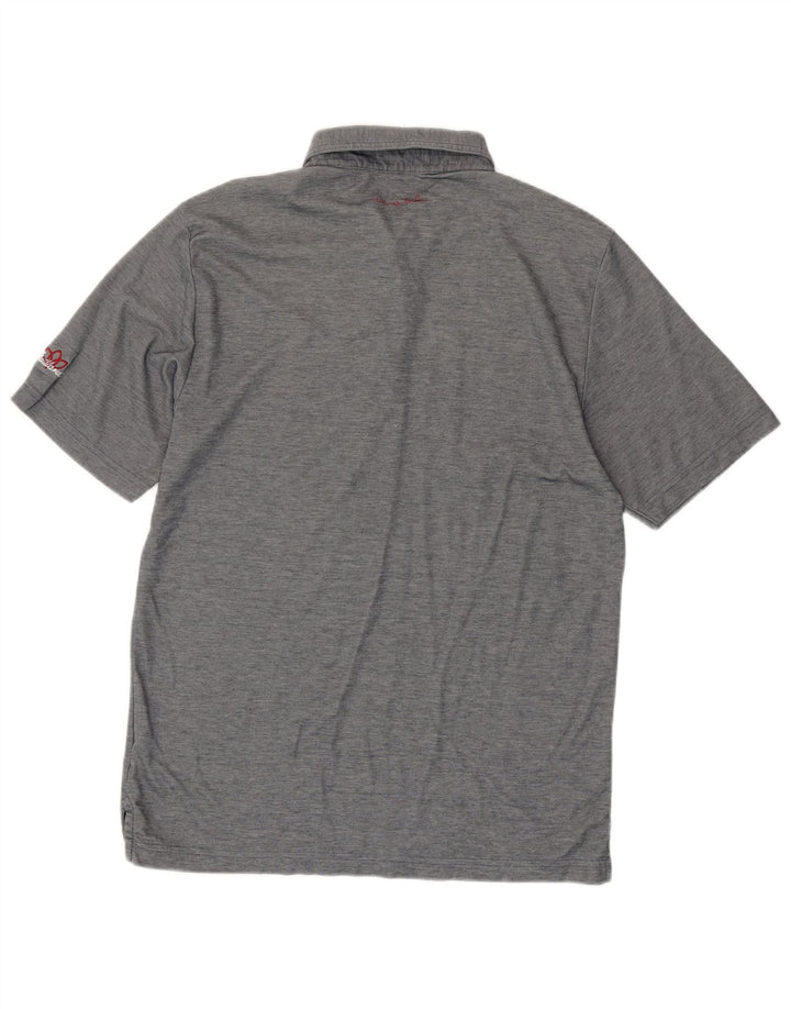 Camisa polo masculina Travis Mathew algodão listrado cinza médio