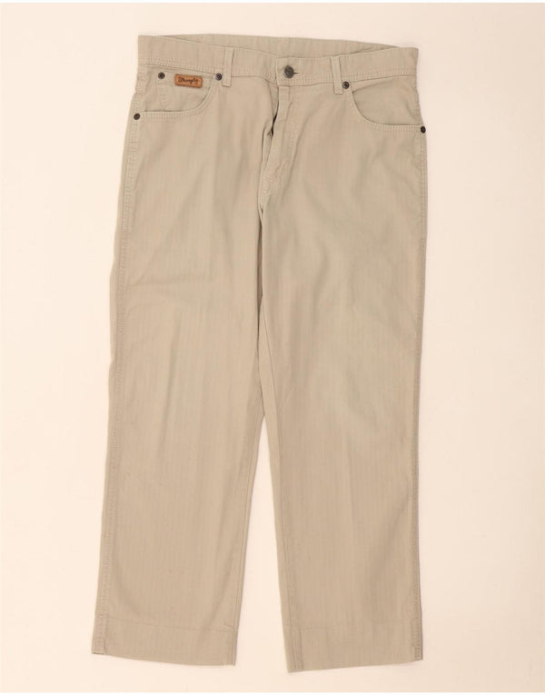 Wrangler Mens Texas Stretch Calça Casual Reta W34 L28 Algodão Bege