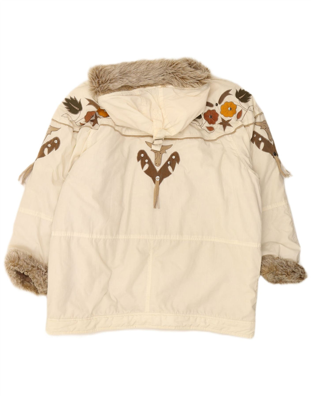 NO PROBLEM Duffle Coat feminino com capuz UK 20 2XL poliéster floral branco