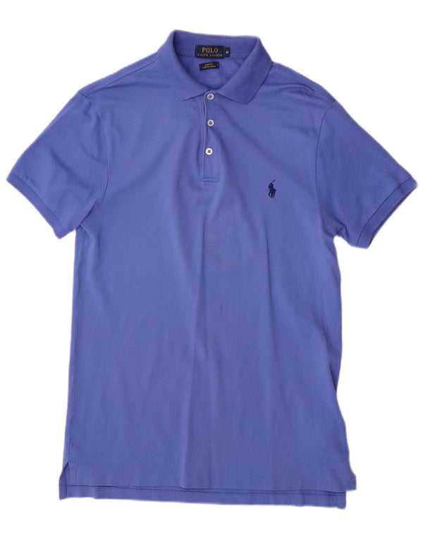 Camisa polo masculina Polo Ralph Lauren Slim Fit algodão azul médio