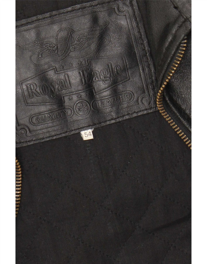 Jaqueta de couro masculina vintage IT 54 2XL preta