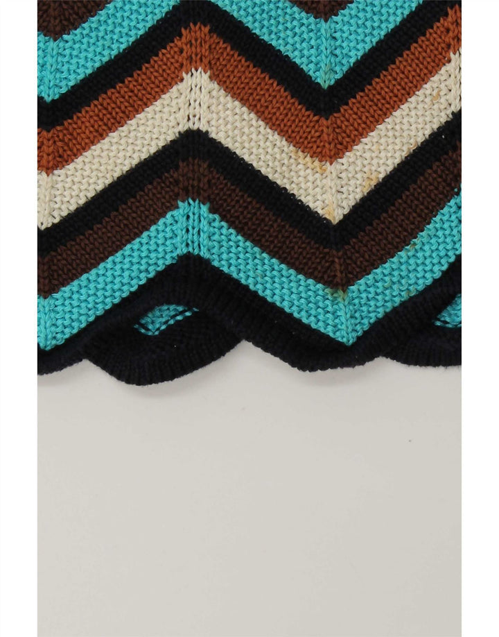 Vestido de malha feminino vintage Reino Unido 12 médio multicolorido Chevron