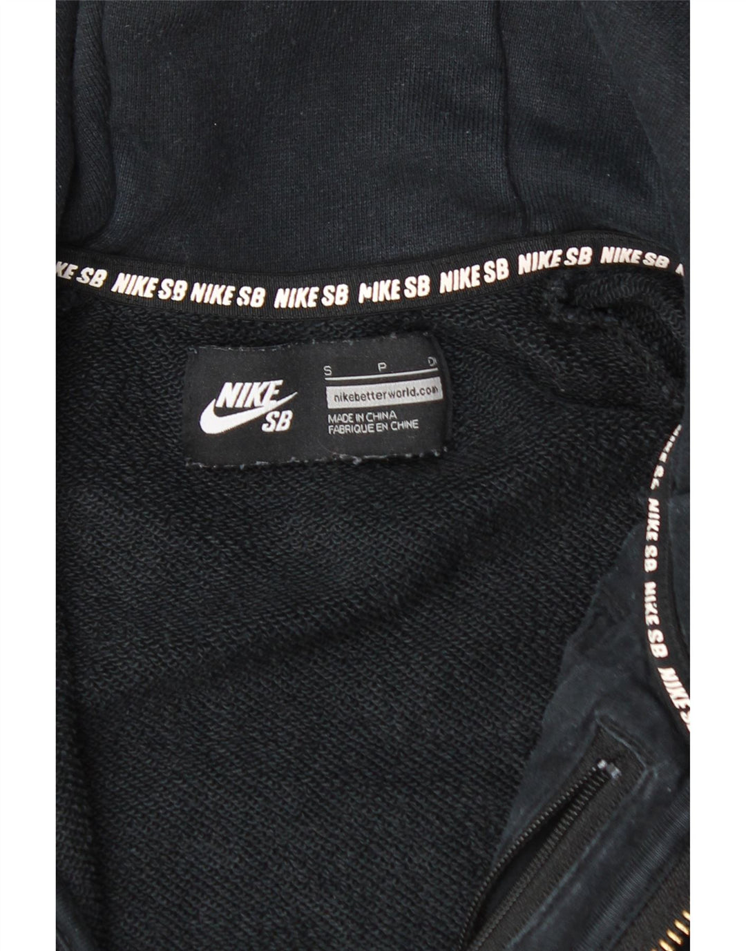 Suéter masculino Nike com capuz e zíper pequeno de algodão preto
