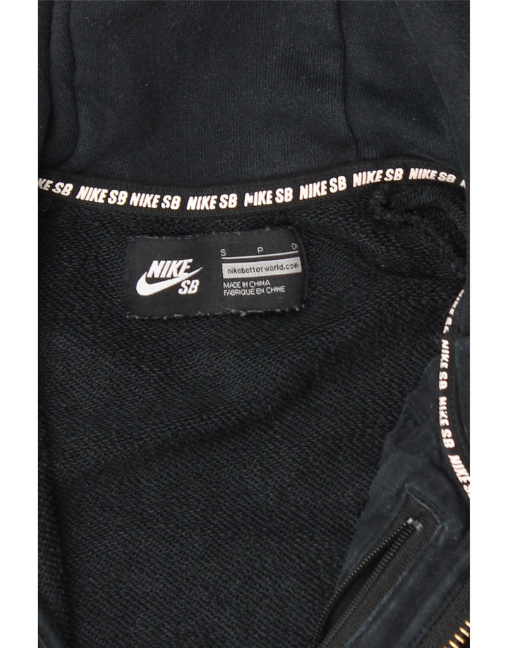 Suéter masculino Nike com capuz e zíper pequeno de algodão preto