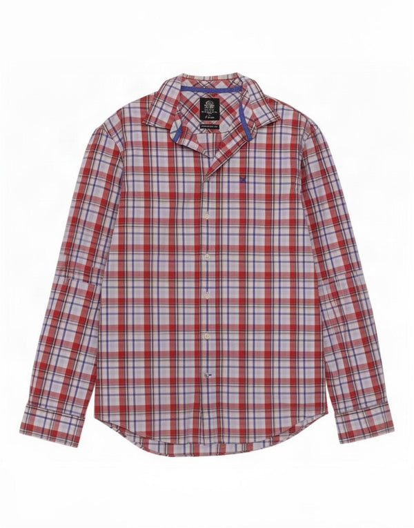 Camisa masculina sob medida da Crew Clothing XL algodão xadrez vermelho