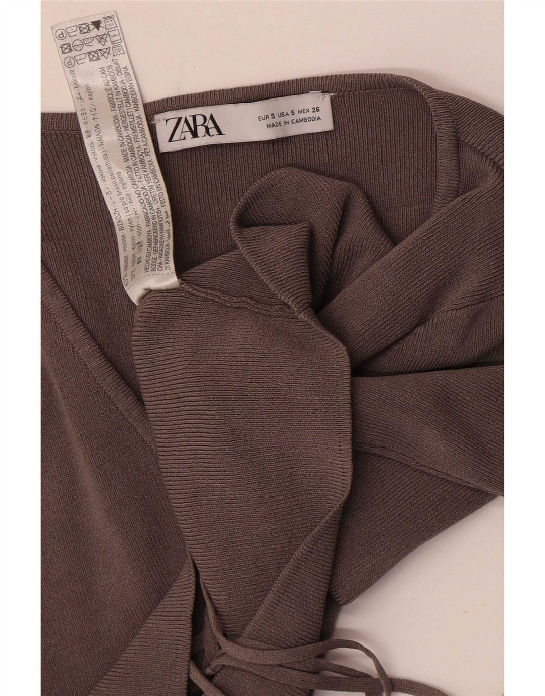 Zara Womens Crop Cardigan Top UK 8 Pequeno Viscose Cinza
