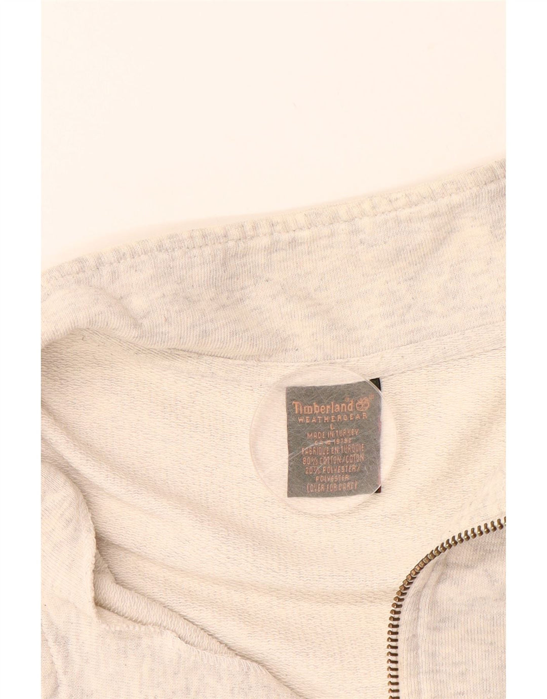 Suéter masculino TIMBERLAND com zíper e gola grande de algodão manchado branco