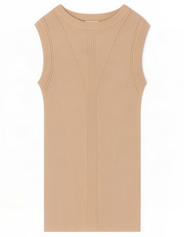 Marks & Spencer Womens Vest Top UK 6 XS Beige Viscose