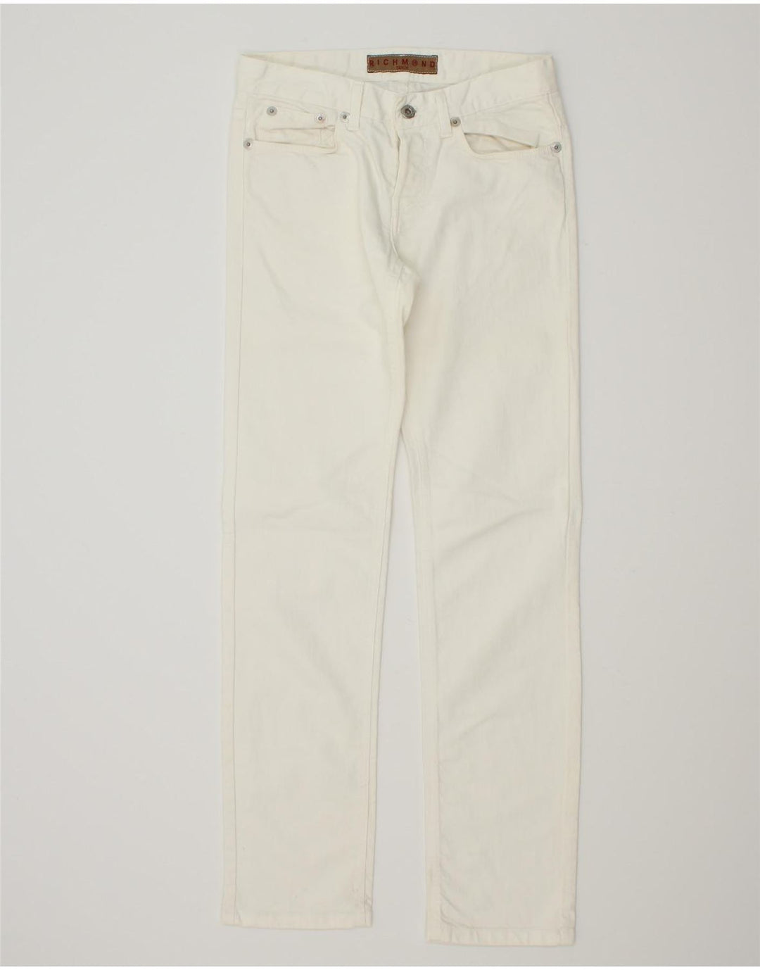 RICHMOND Womens Slim Casual Trousers W29 L32 White Cotton Vintage Richmond and Second-Hand Richmond from Messina Hembry 