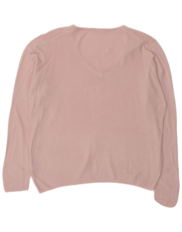 Marks & Spencer Womens Loose Fit V-Neck Jumper Sweater UK 16 Large Pink