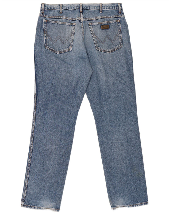Wrangler Masculino Texas Distressed Straight Jeans W36 L32 Azul Algodão