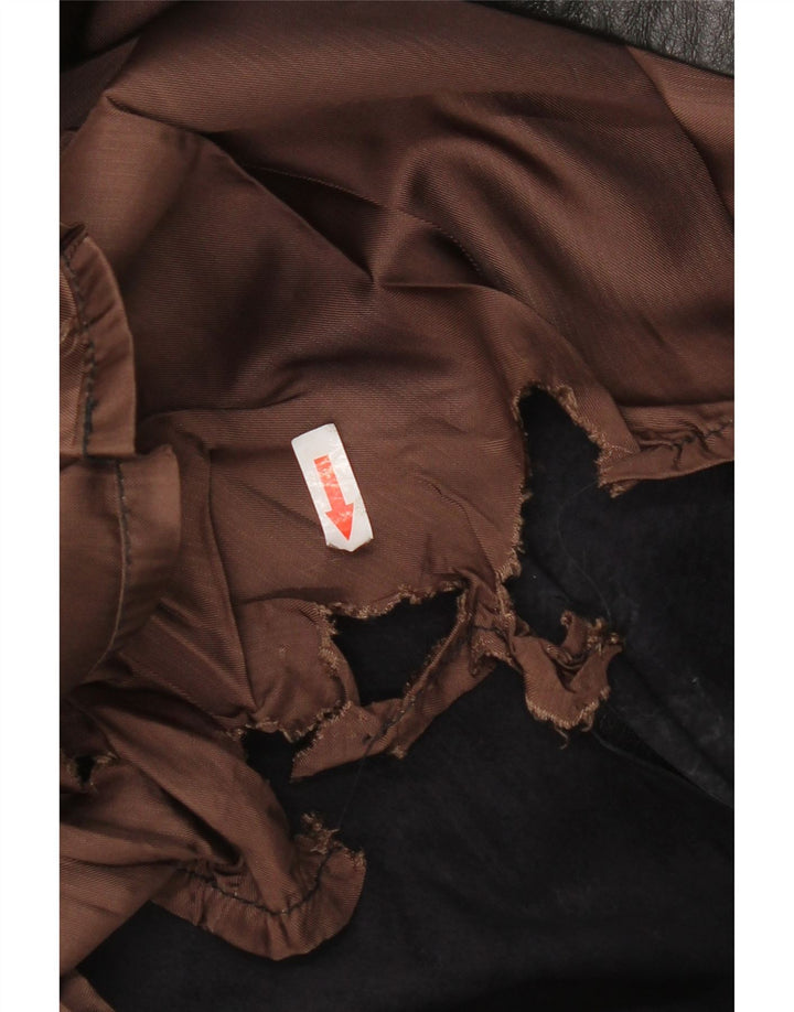 Saia de couro feminina vintage IT 52 2XL W32 preta