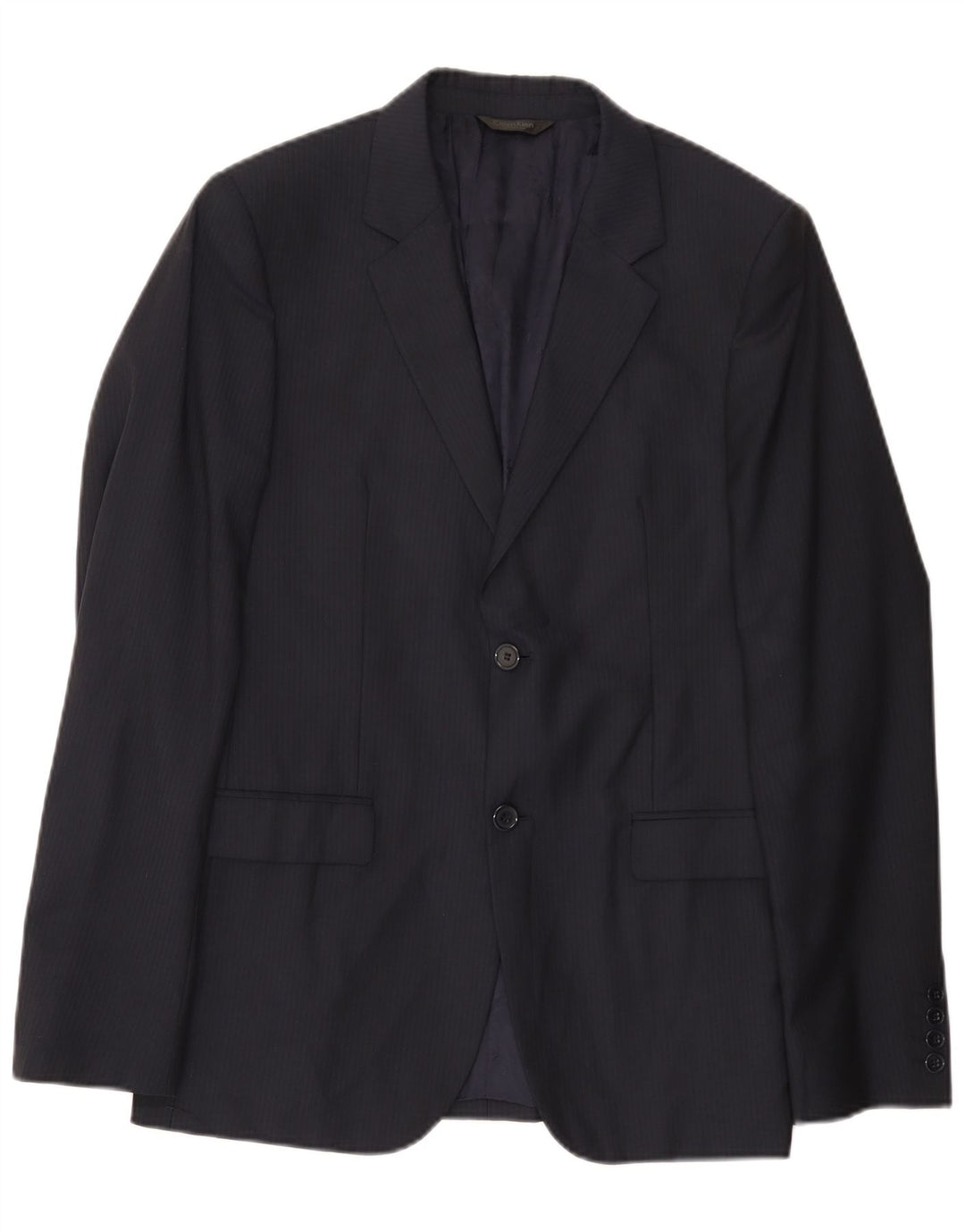 Jaqueta Blazer Masculina Calvin Klein com 2 Botões IT 48 Riscas Azul Marinho Médio