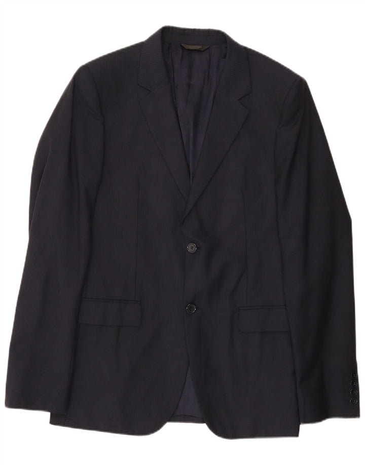 Jaqueta Blazer Masculina Calvin Klein com 2 Botões IT 48 Riscas Azul Marinho Médio