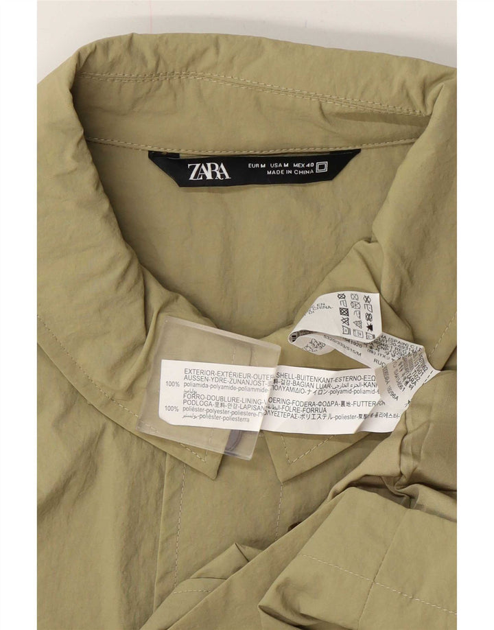 Zara Mens Regular Fit Bomber Jacket UK 38 Médio Cáqui Poliamida