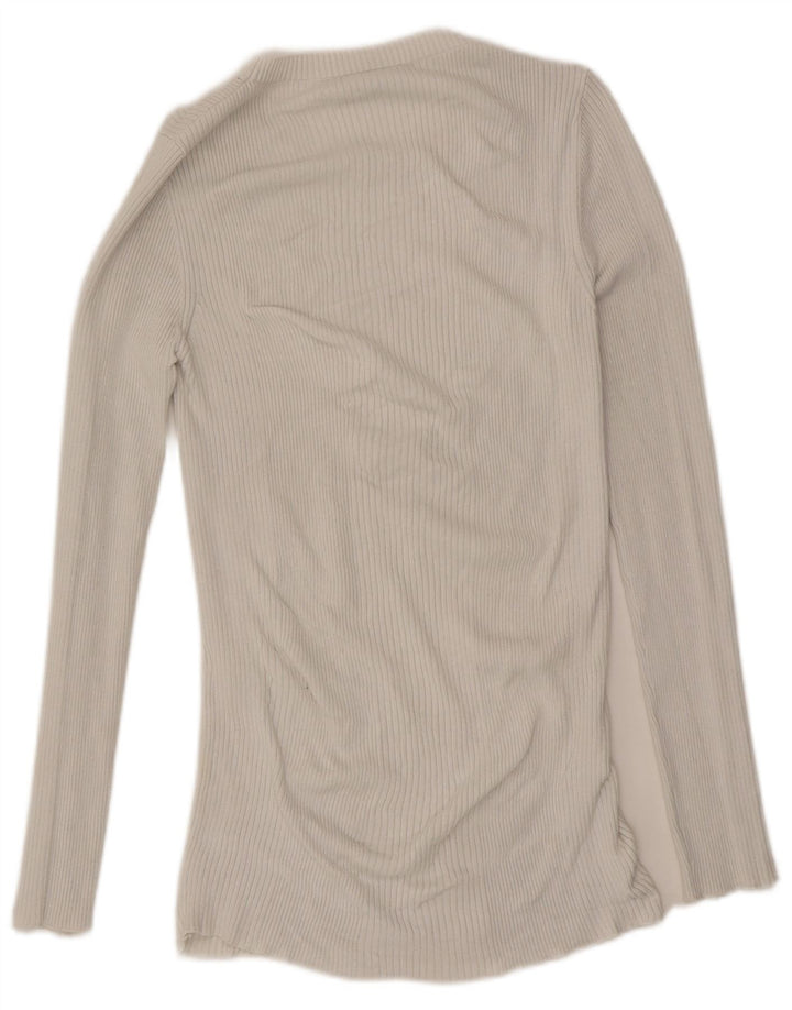 Top feminino French Connection manga comprida UK 10 pequeno branco