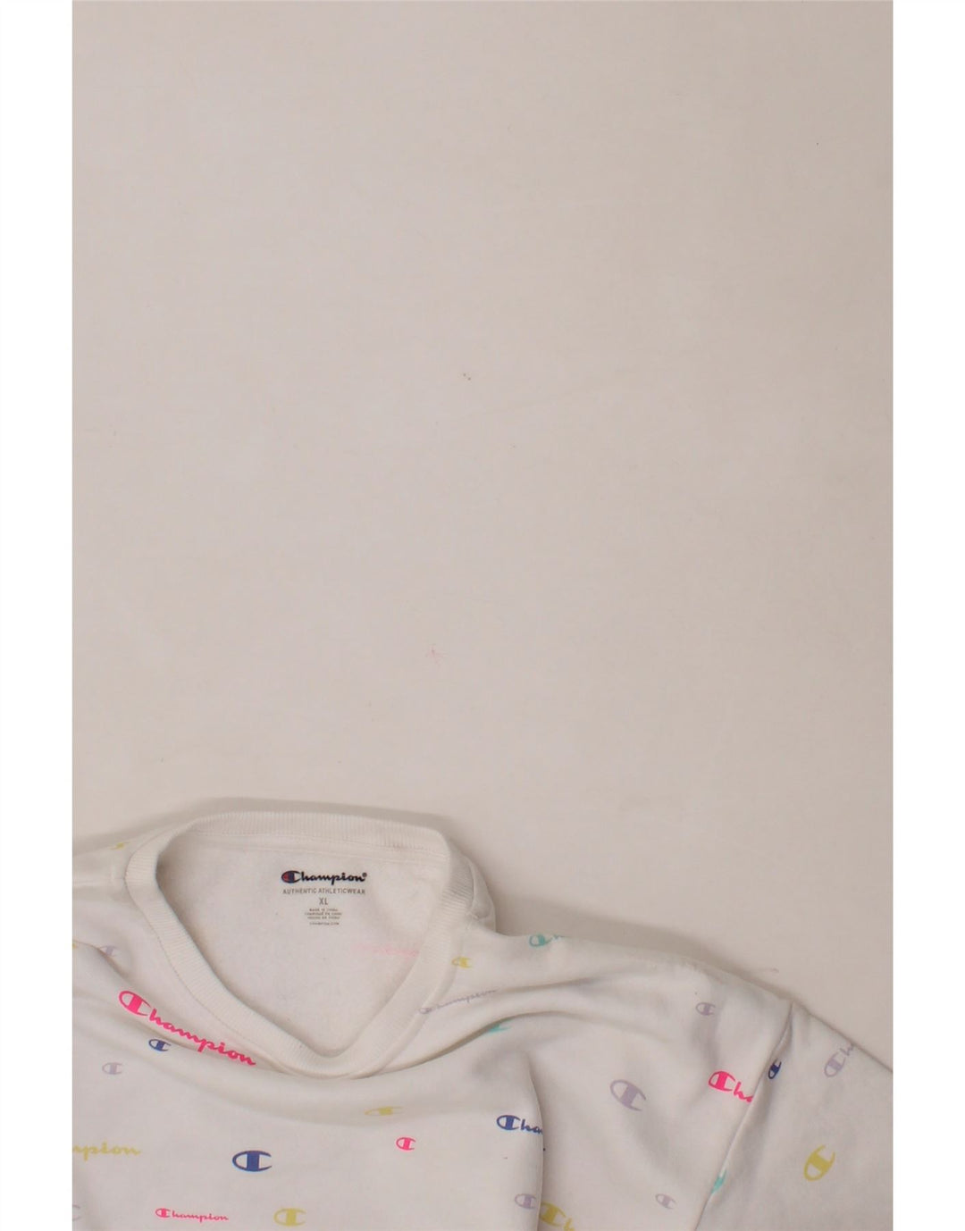 CHAMPION Girls Graphic Sweatshirt Jumper 13-14 Years XL  White Cotton Vintage Champion and Second-Hand Champion from Messina Hembry 