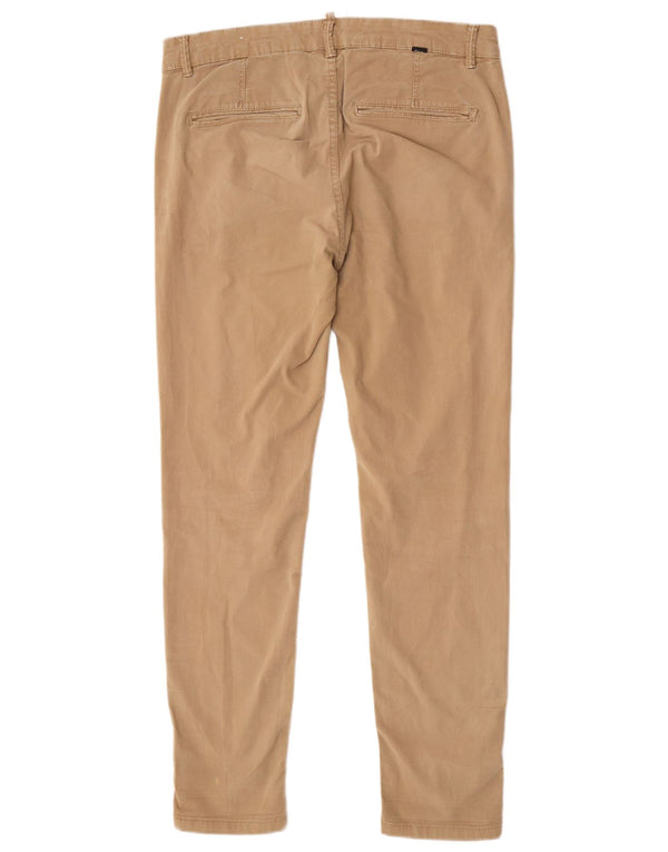 Zara Mens Slim Fit Chino Calças EU 42 Grande W32 L30 Algodão Marrom