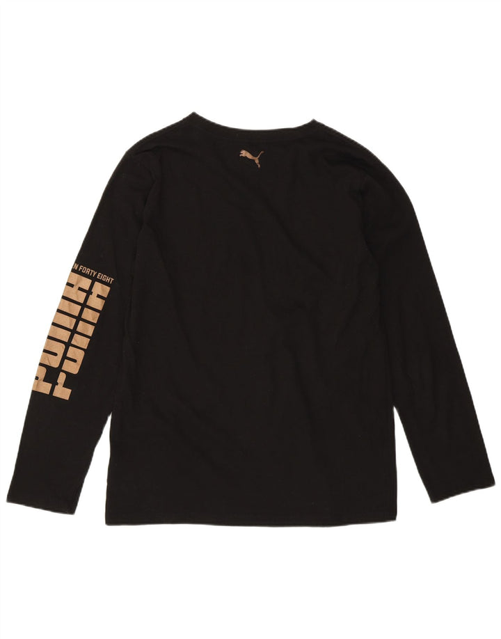 Top gráfico feminino PUMA manga comprida 15-16 anos XL preto algodão