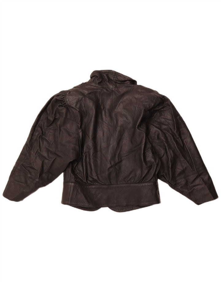 Jaqueta de couro feminina VINTAGE UK 10 pequena preta