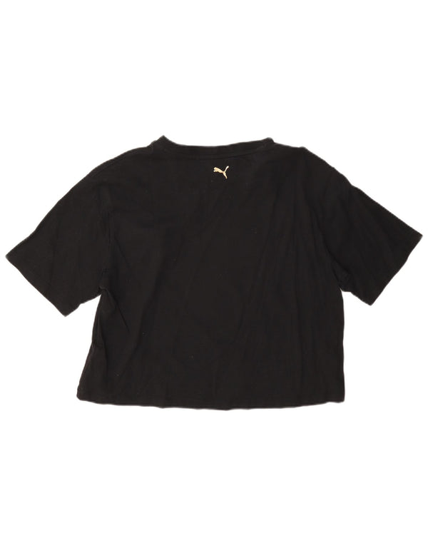 Camiseta feminina Puma Crop Graphic Top UK 14 Médio Algodão Preto