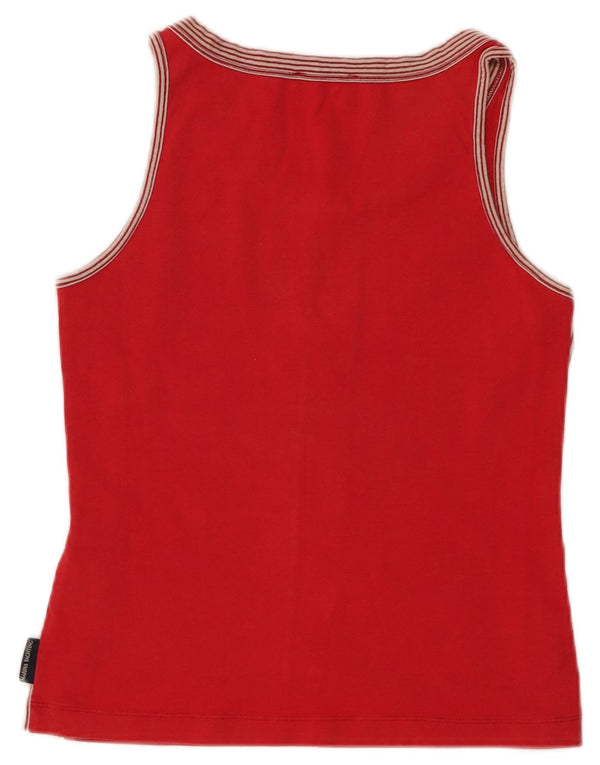 Colete feminino Marina Yachting Top UK 10 pequeno algodão listrado vermelho
