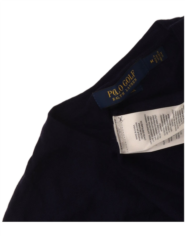 Suéter feminino Polo Ralph Lauren com decote em V Reino Unido 12 lã azul marinho médio