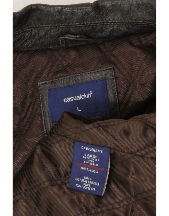 Jaqueta de couro masculina Debenhams UK 40 grande couro preto