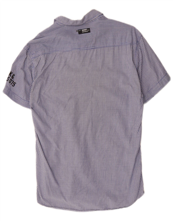 Camisa masculina de manga curta Jack & Jones listrada azul grande