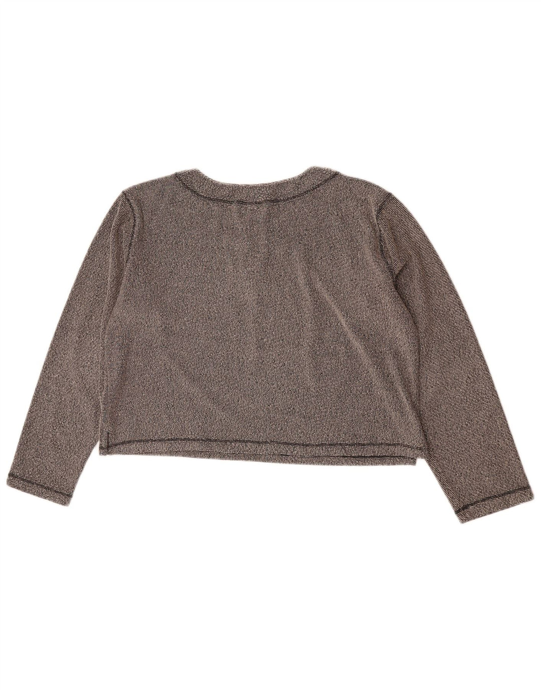 Campeão Crop Top Feminino Manga Longa Reino Unido 16 Grande Poliéster Cinzento Flecked
