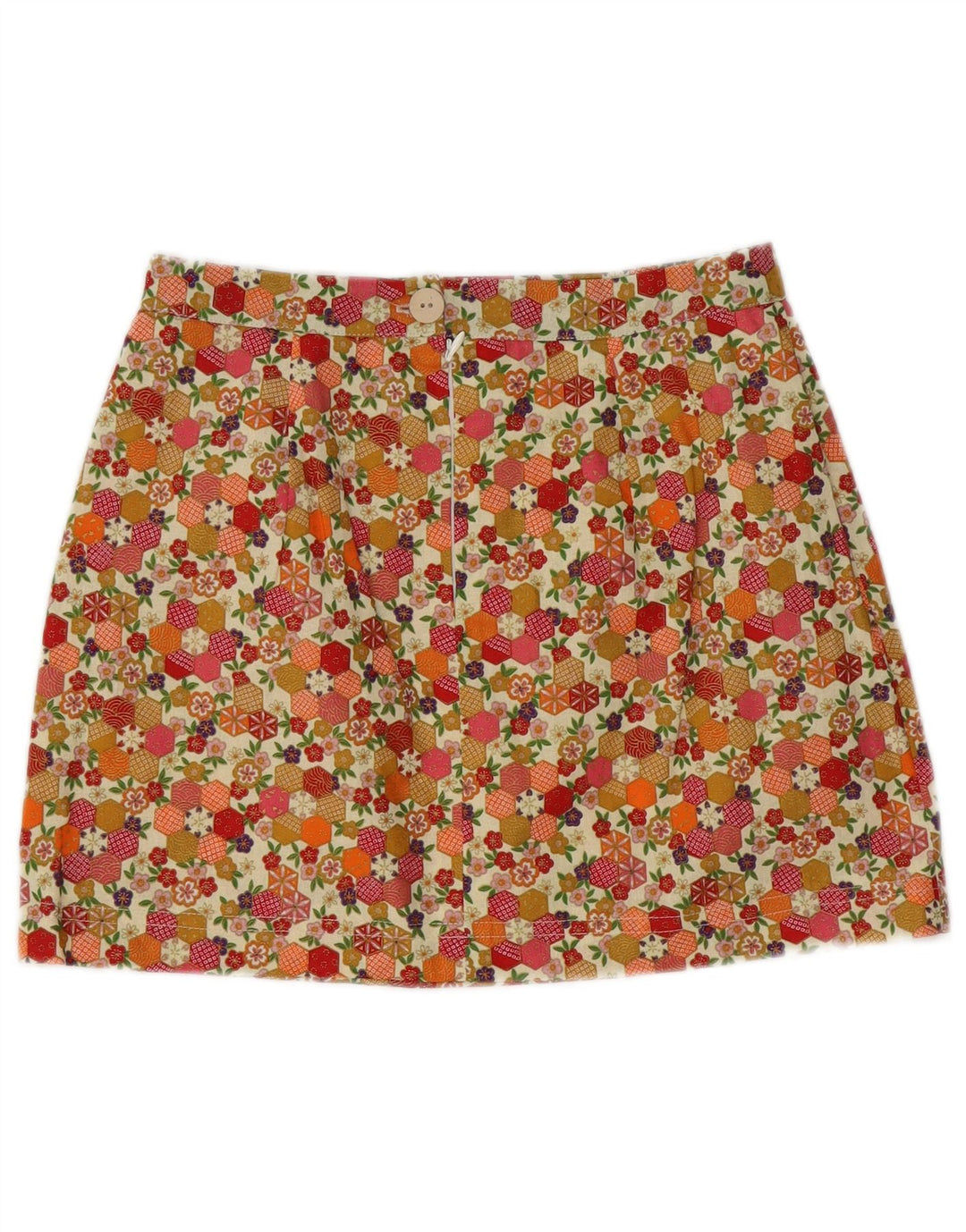 Mini saia feminina vintage W26 pequena floral multicolorida