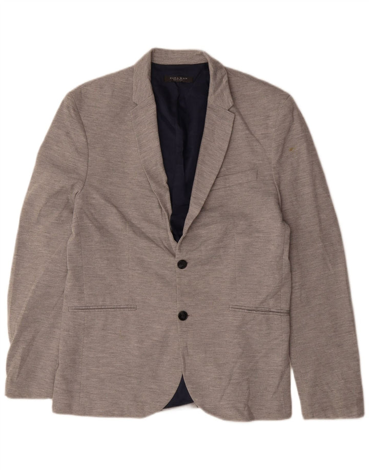 Jaqueta blazer masculina Zara com 2 botões UK 42 XL cinza poliéster
