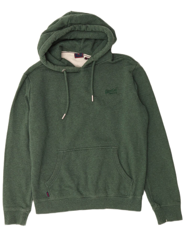 Suéter com capuz masculino Superdry grande algodão verde