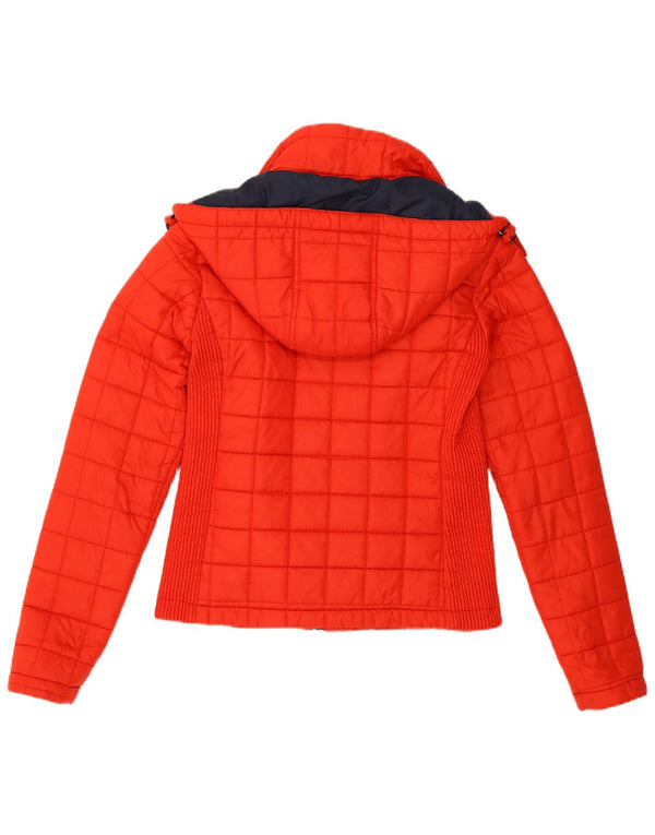 Jaqueta acolchoada com capuz feminina Superdry UK 8 poliéster vermelho pequeno