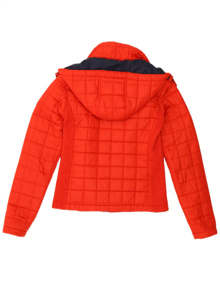Jaqueta acolchoada com capuz feminina Superdry UK 8 poliéster vermelho pequeno