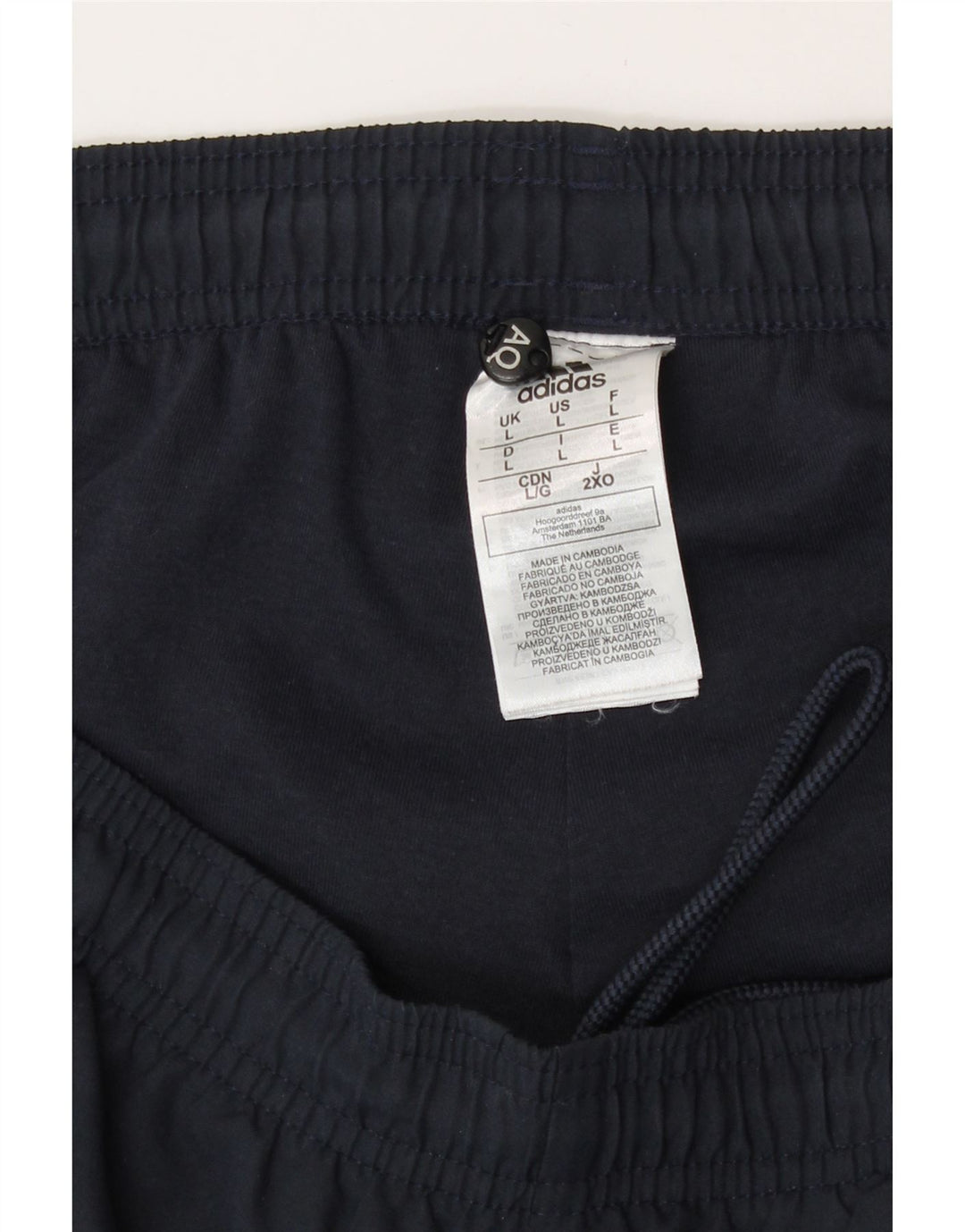 Calça de treino masculina Adidas grande azul marinho poliéster esportivo