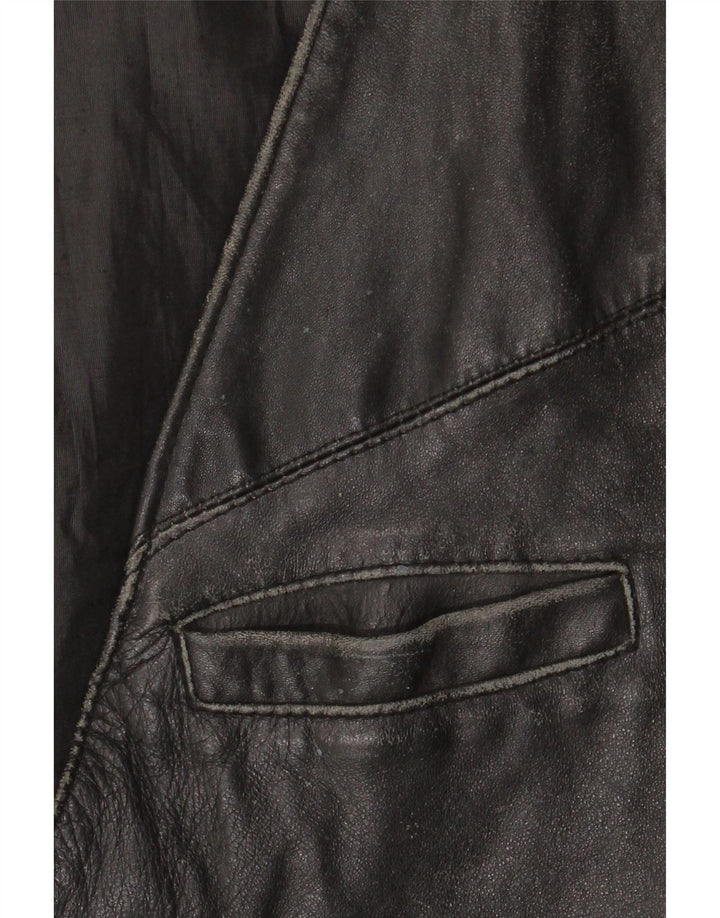 Colete de couro masculino VINTAGE IT 52 grande couro preto