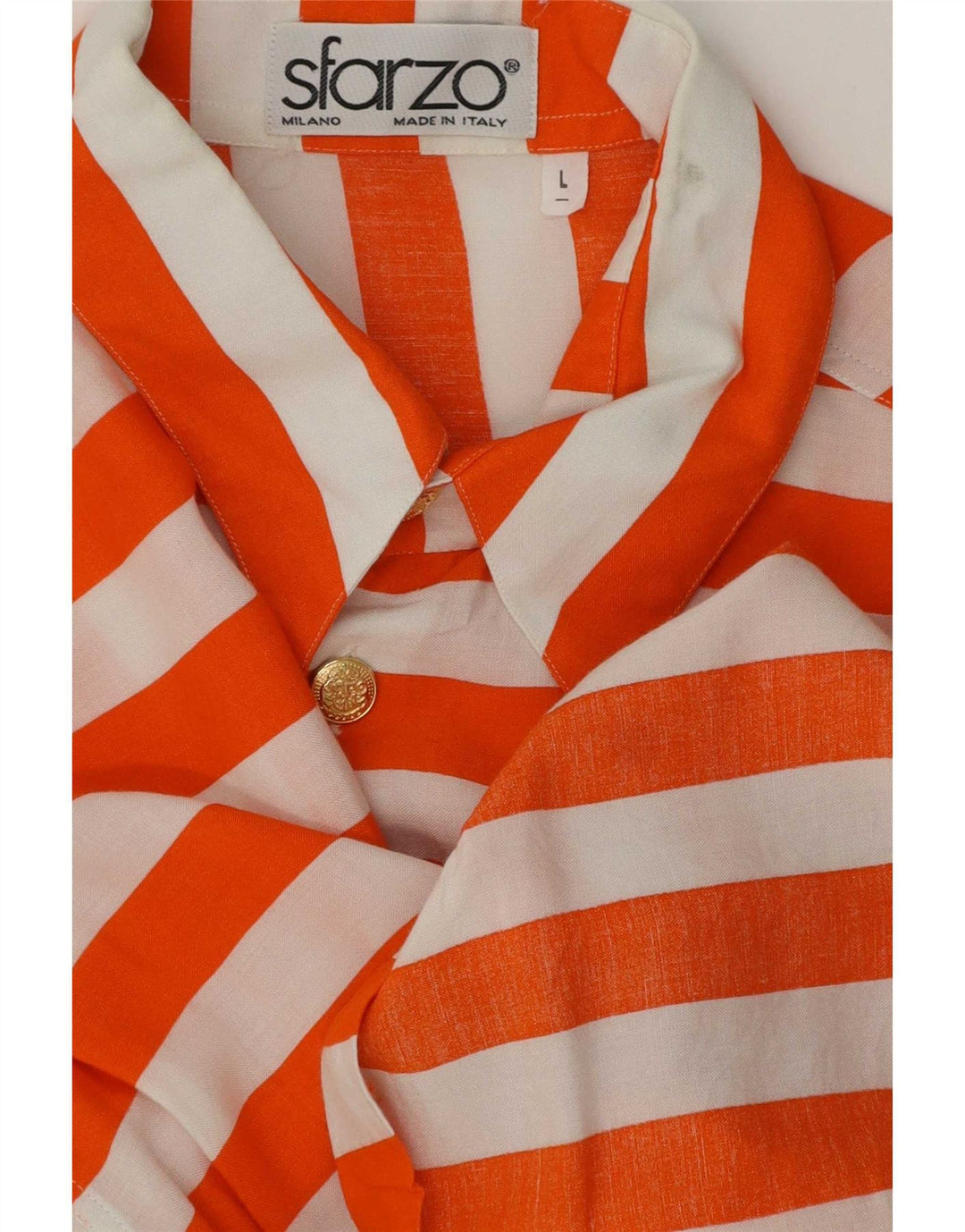 Camisa feminina Sfarzo de manga curta UK 14 grande listrada laranja