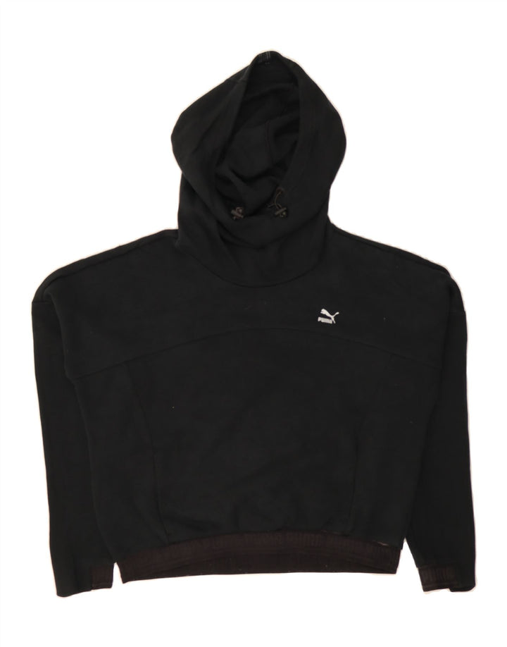 PUMA Womens Hoodie Jumper UK 14 Large  Black Cotton Vintage Puma and Second-Hand Puma from Messina Hembry 