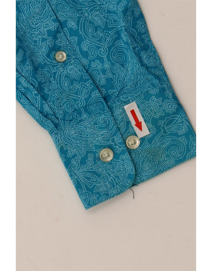 Camisa masculina Ariat pequena azul paisley algodão
