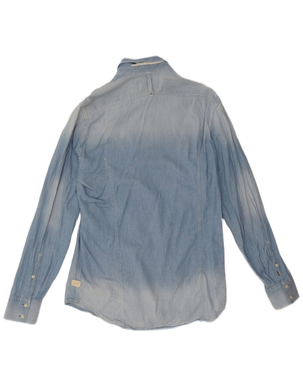 Camisa jeans masculina G-Star de algodão azul médio