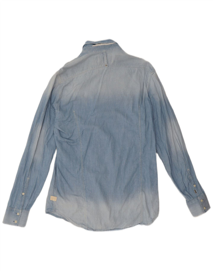 Camisa jeans masculina G-Star de algodão azul médio
