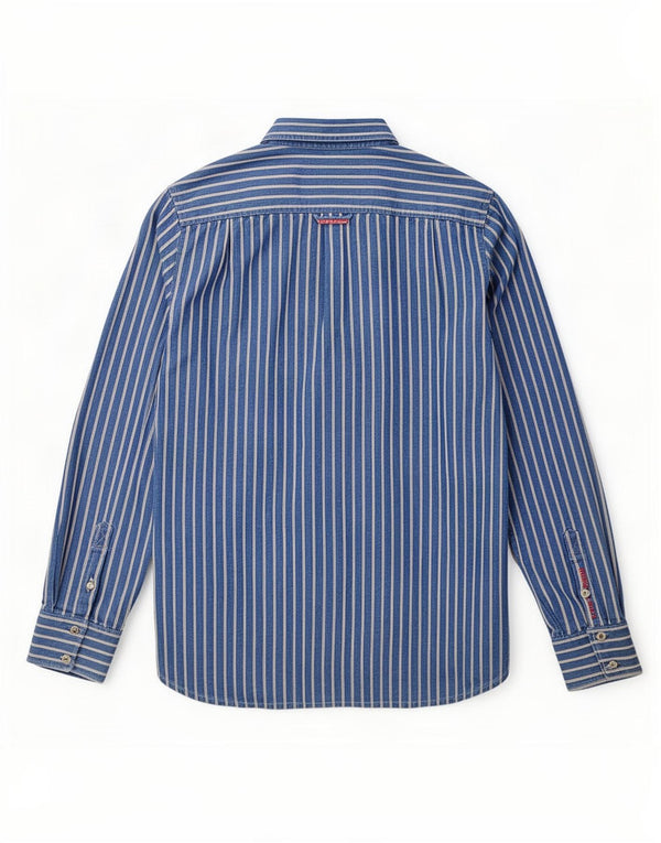 Camisa masculina Superdry 2XL algodão listrado azul