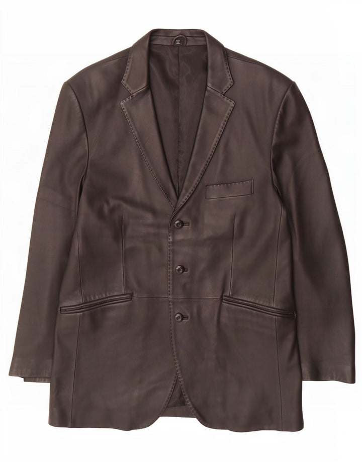 Jaqueta blazer masculina de couro com 3 botões Ben Sherman Reino Unido 40 grande preta